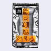 Comic packaged in silver foil wrap, obscuring the cover. Outer package features 7 orange thumbnail images of sci fi related imagery.