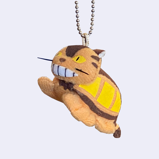 Plush keychain charm of Catbus from My Neighbor Totoro