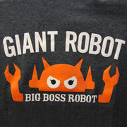 Close up of orange robot head illustration. It's eyes look like the pointer on a cockpit gauge.